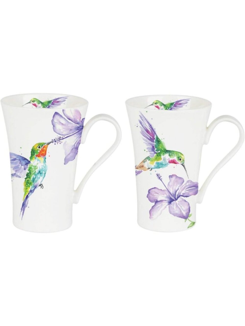 Set of 2 Hummingbird Latte Mugs 600ml - Perfect for Coffee Lovers & Gifts